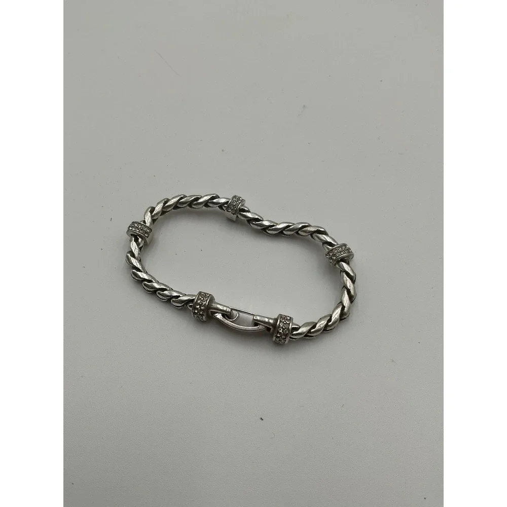 Brighton Meridian Silver Barrel Crystals Bracelet